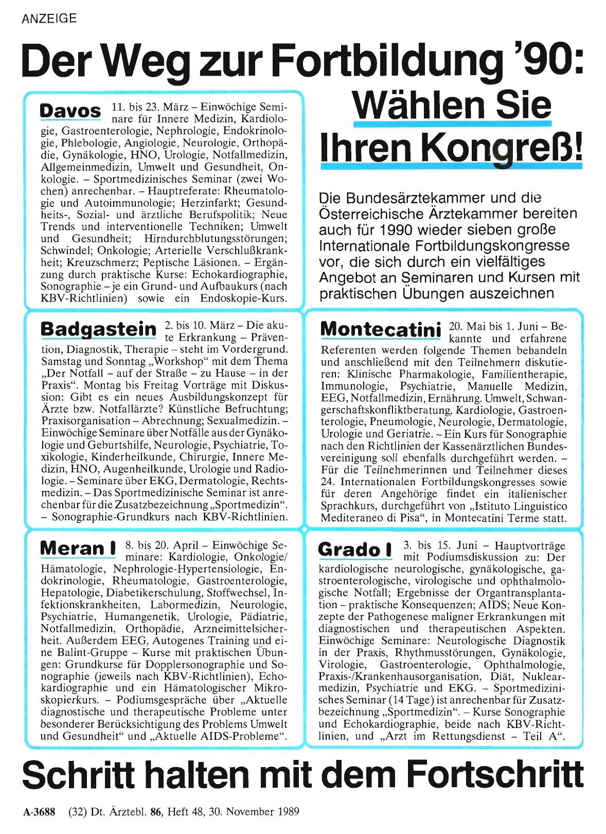 Vorschauseite 1: Der Weg zur Fortbildung '90: Wählen Sie Ihren Kongreß!
