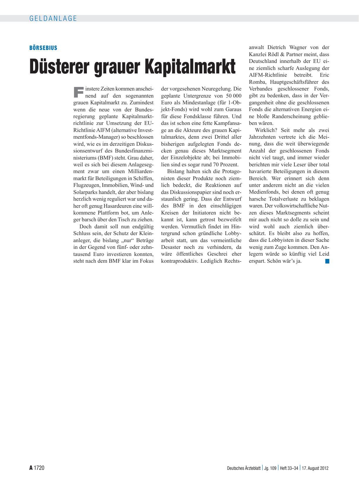 Vorschauseite 1: Börsebius: Düsterer grauer Kapitalmarkt