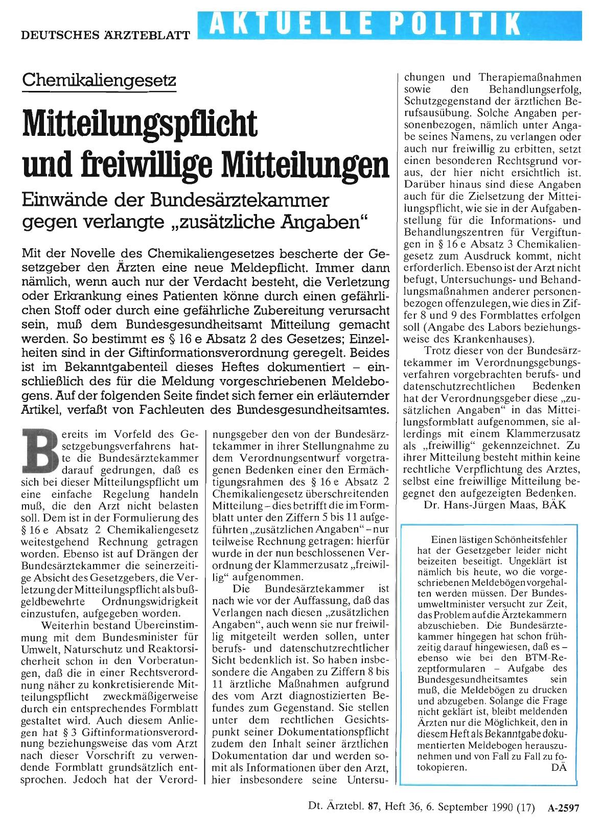 Vorschauseite 1: Chemikaliengesetz: Mitteilungspflicht und freiwillige Mitteilungen