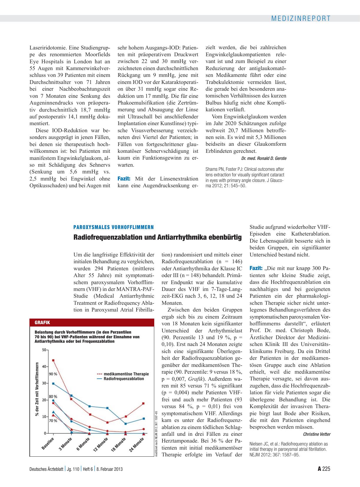 Vorschauseite 1: Paroxysmales Vorhofflimmern: Radiofrequenzablation und Antiarrhythmika ebenbürtig