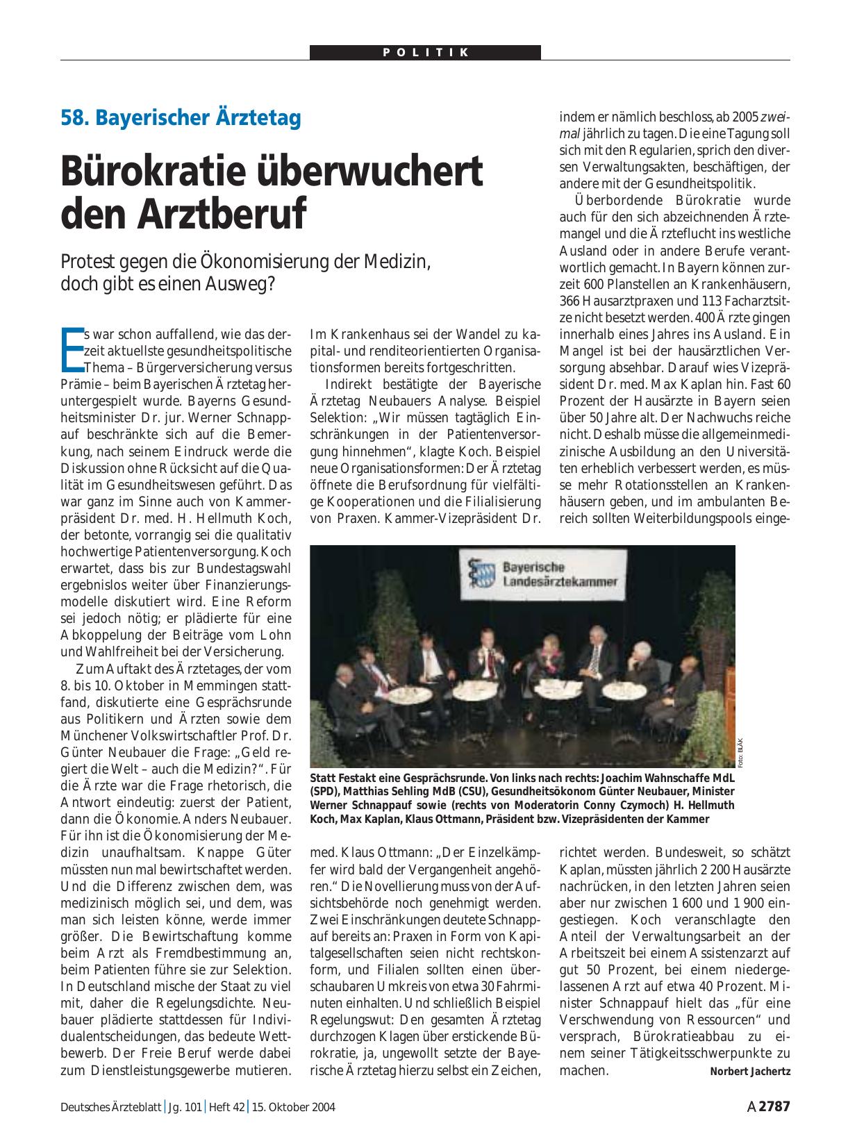 Vorschauseite 1: 58. Bayerischer Ärztetag: Bürokratie überwuchert den Arztberuf