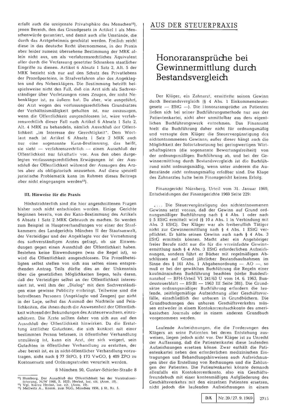 Vorschauseite 1: Honoraransprüche bei Gewinnermittlung durch Bestandsvergleich