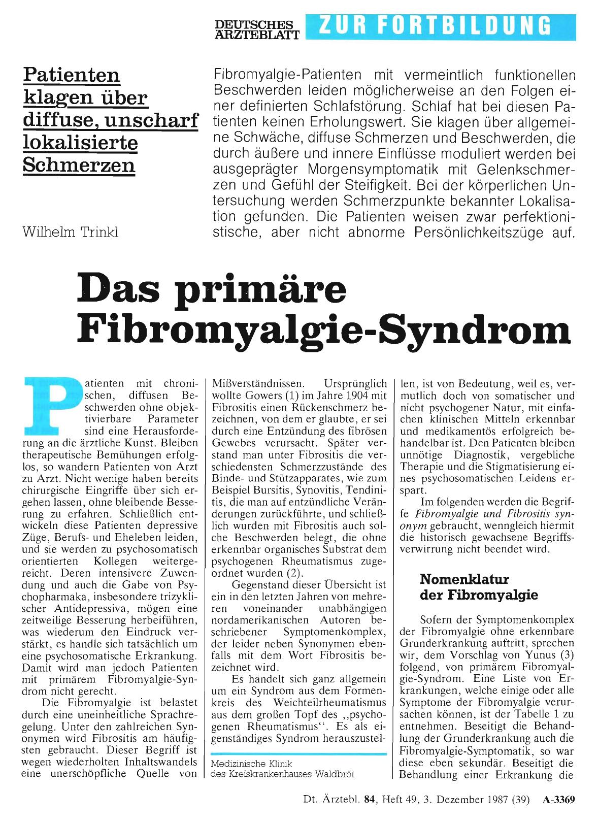 Vorschauseite 1: Das primäre Fibromyalgie-Syndrom
