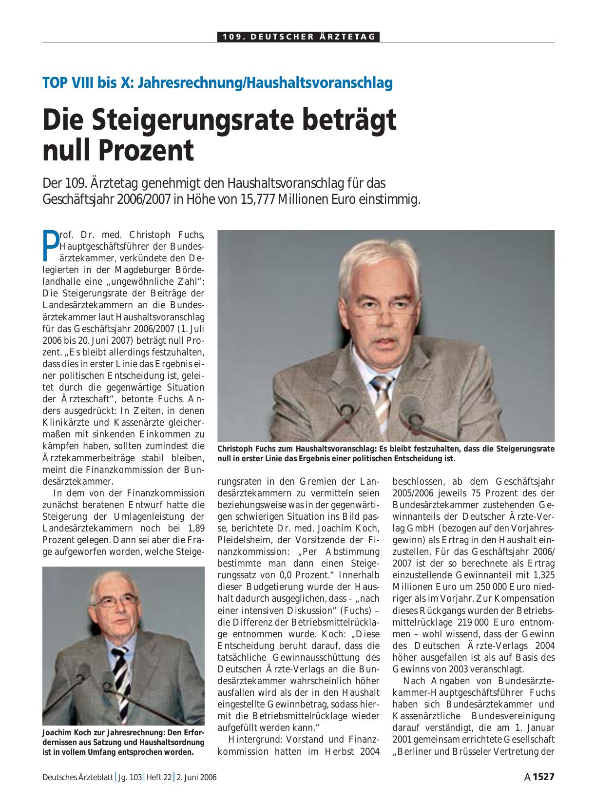 Vorschauseite 1: TOP VIII bis X: Jahresrechnung/Haushaltsvoranschlag – Die Steigerungsrate beträgt null Prozent
