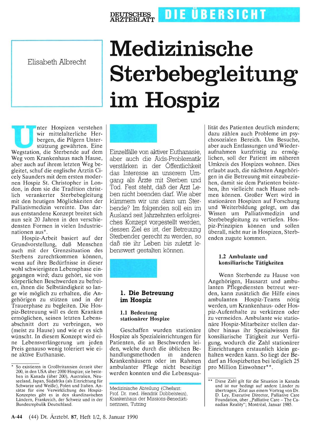 Vorschauseite 1: Medizinische Sterbebegleitung im Hospiz