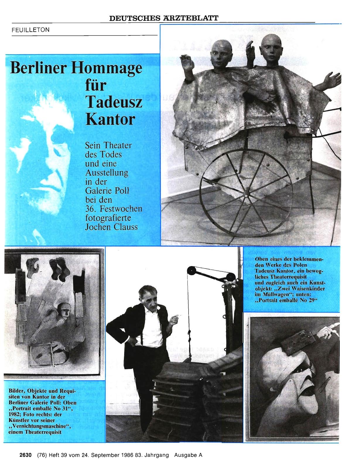 Vorschauseite 1: Berliner Hommage für Tadeusz Kantor