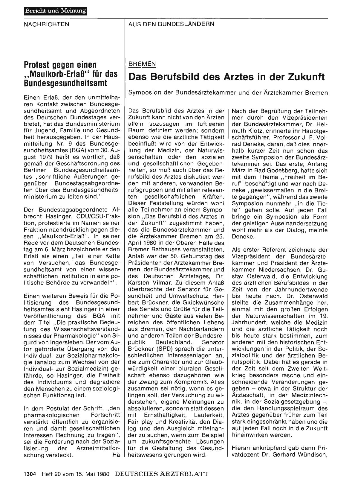 Vorschauseite 1: Bremen: Das Berufsbild des Arztes in der Zukunft