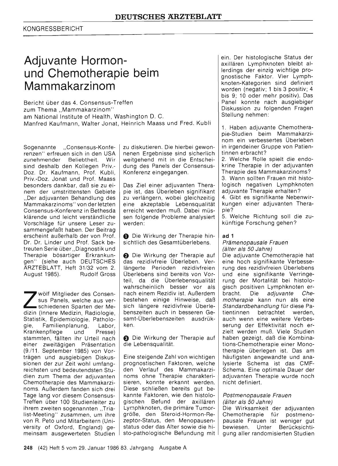 Vorschauseite 1: Adjuvante Hormonund Chemotherapie beim Mammakarzinom