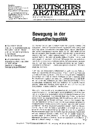 Vorschauseite 1: Bewegung in der Gesundheitspolitik