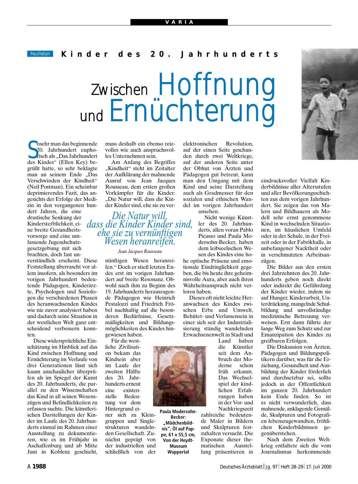 Vorschauseite 1: Kinder des 20. Jahrhunderts: Zwischen Hoffnung und Ernüchterung