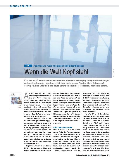 Vorschauseite 1: Ärztinnen und Ärzte mit eigenen Krankheitserfahrungen: Wenn die Welt Kopf steht