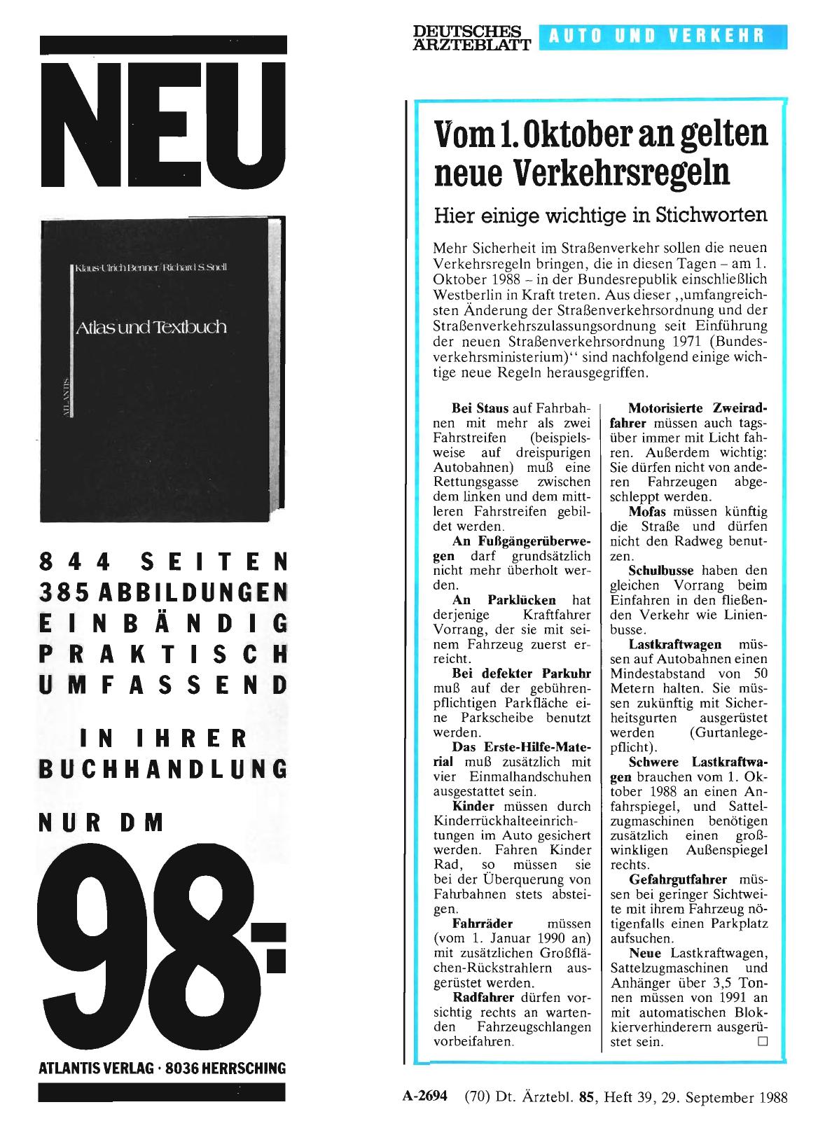 Vorschauseite 1: Vom 1. Oktober an gelten neue Verkehrsregeln