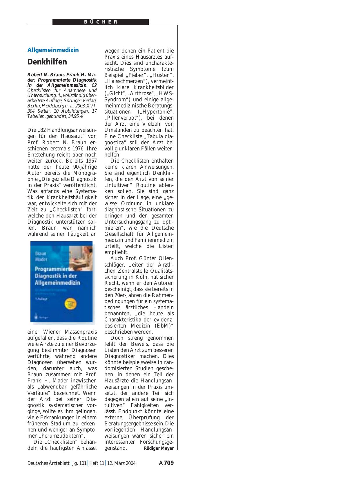 Vorschauseite 1: Programmierte Diagnostik in der Allgemeinmedizin
