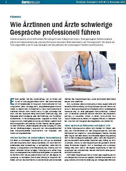 Vorschauseite 1: Führung: Wie Ärztinnen und Ärzte schwierige Gespräche professionell führen