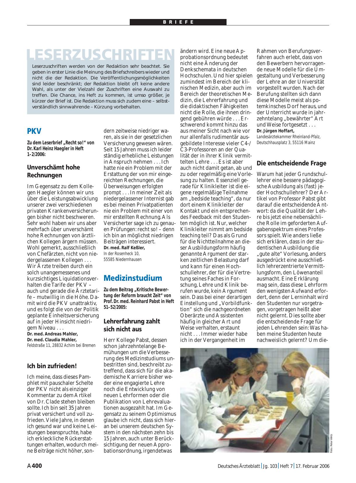 Vorschauseite 1: Medizinstudium: Lehrerfahrung zahlt sich nicht aus