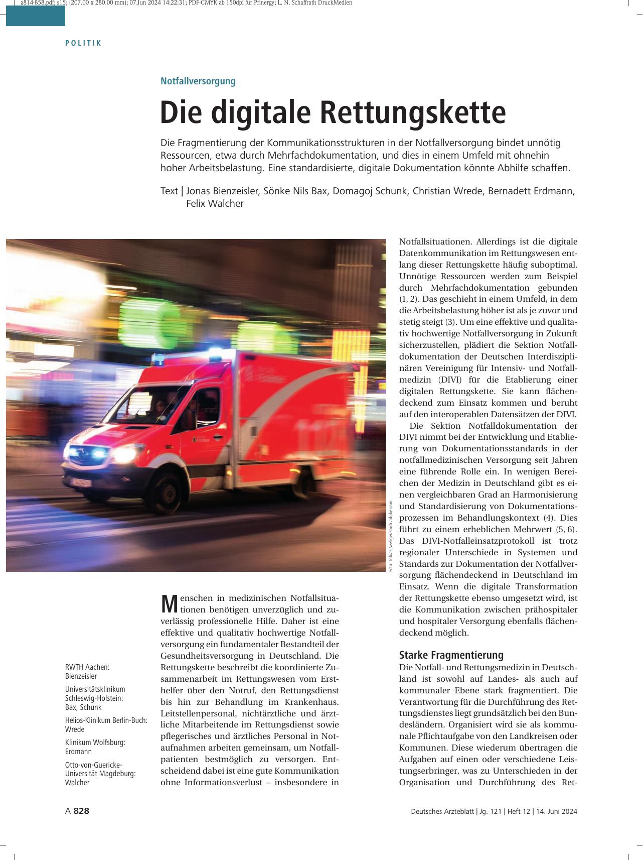 Vorschauseite 1: Notfallversorgung: Die digitale Rettungskette