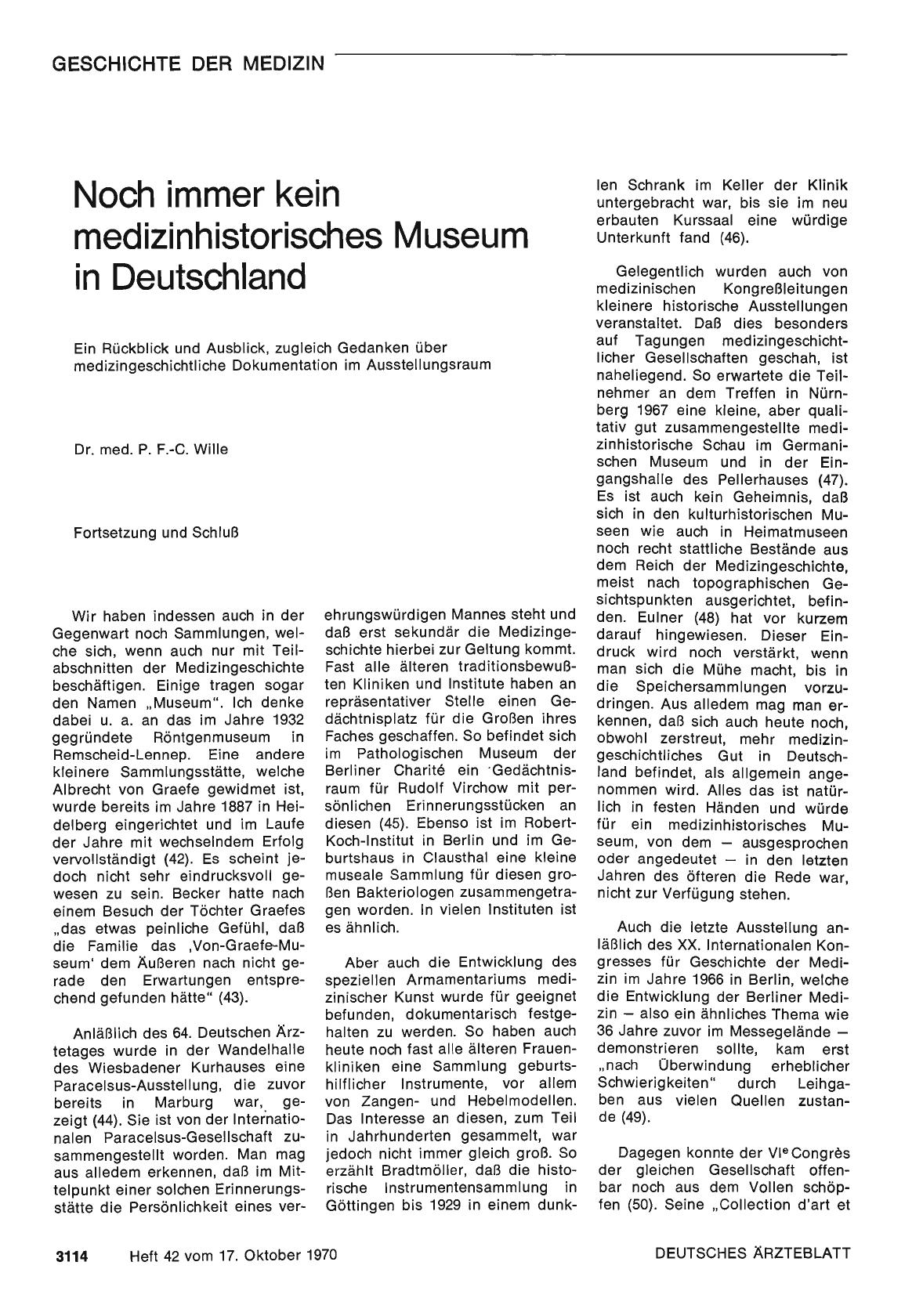 Vorschauseite 1: Noch immer kein medizinhistorisches Museum in Deutschland (Fortsetzung und Schluß)