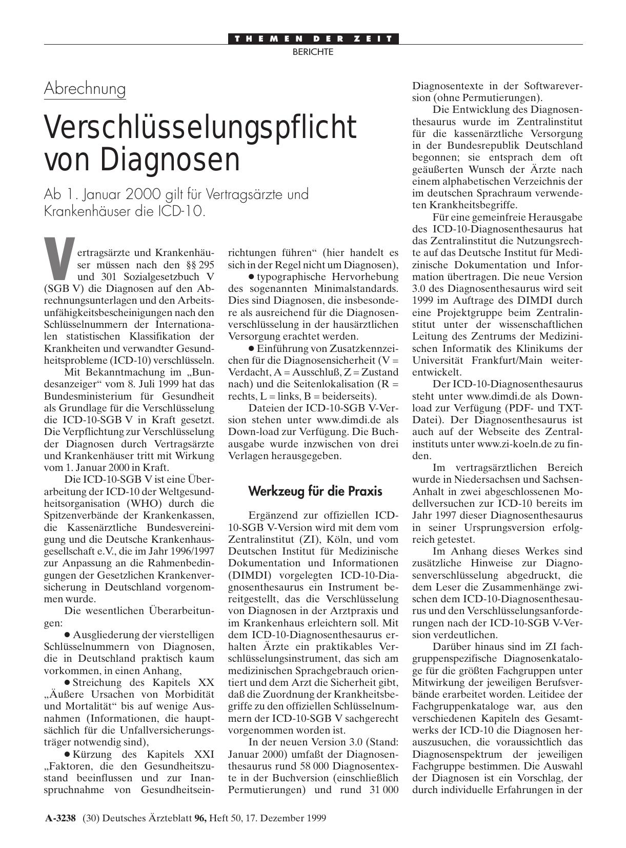 Vorschauseite 1: Abrechnung: Verschlüsselungspflicht von Diagnosen