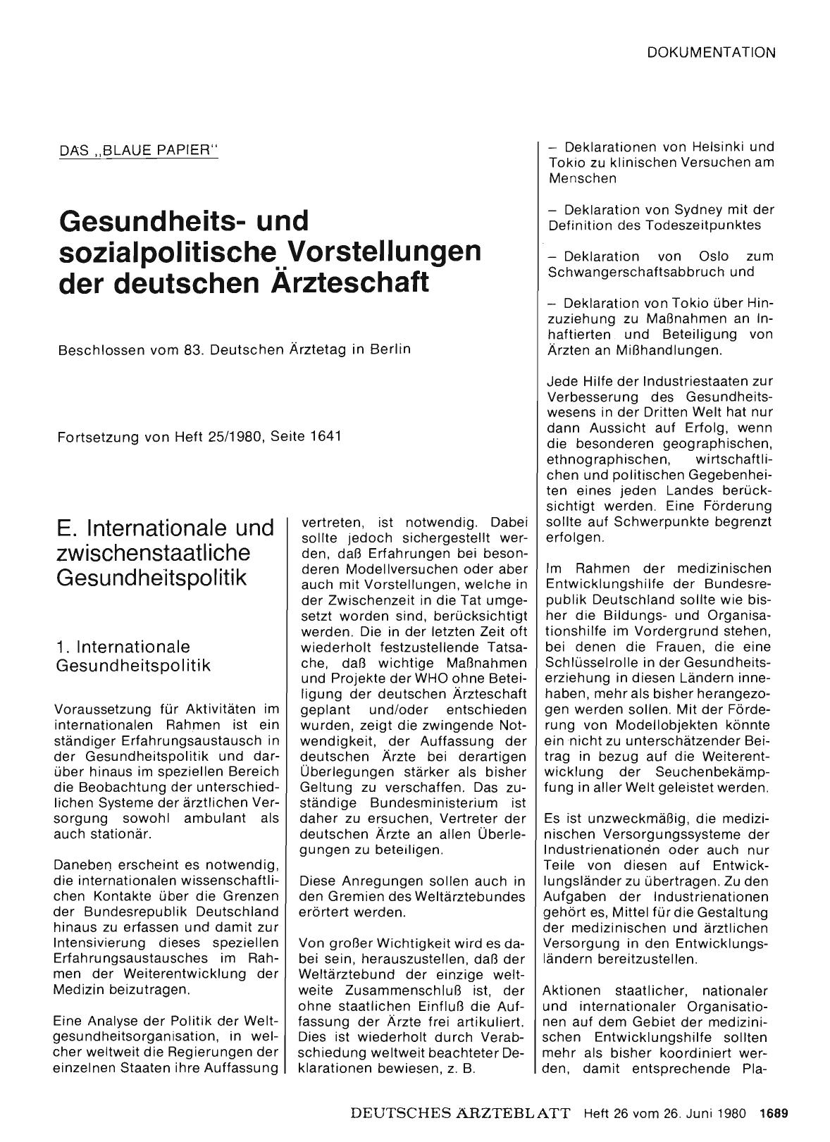 Vorschauseite 1: Gesundheitsund sozialpolitische Vorstellungen der deutschen Ärzteschaft