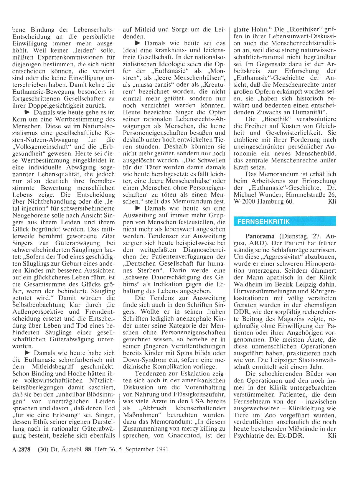 Vorschauseite 1: FERNSEHKRITIK