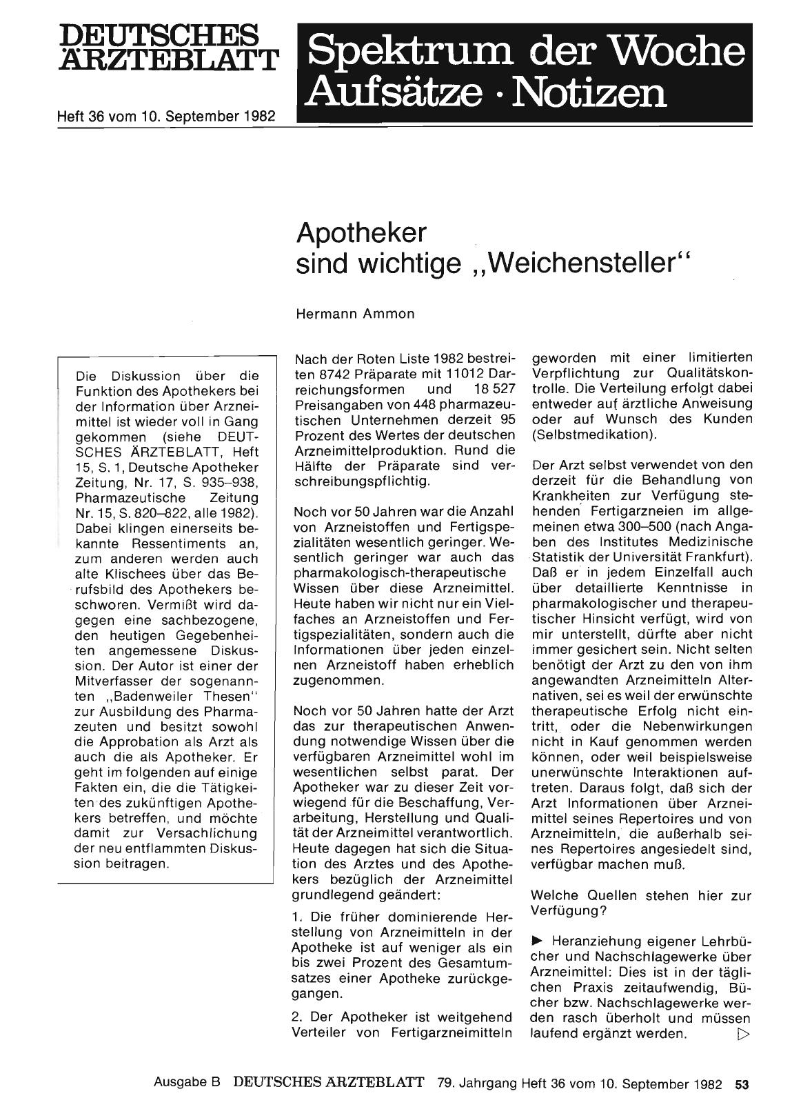 Vorschauseite 1: Apotheker sind wichtige, , Weichensteller''