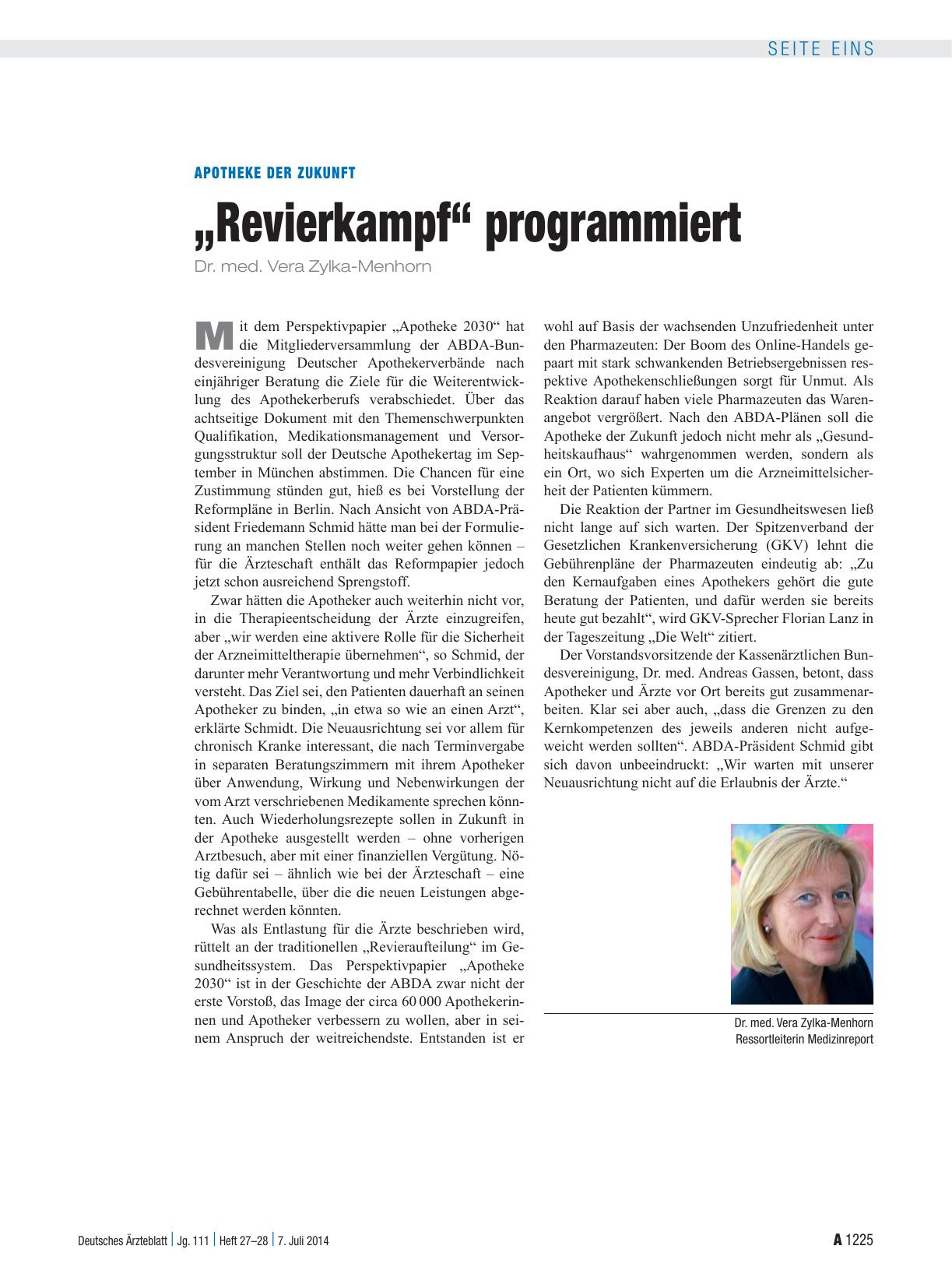 Vorschauseite 1: Apotheke der Zukunft: „Revierkampf“ programmiert