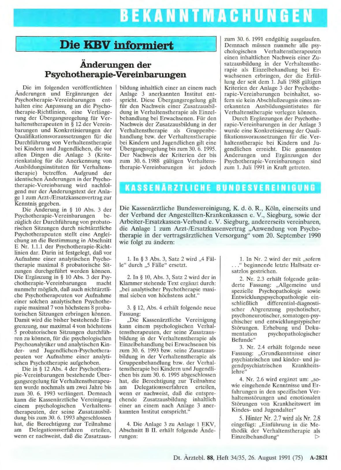 Vorschauseite 1: Änderungen der Psychotherapie-Vereinbarungen