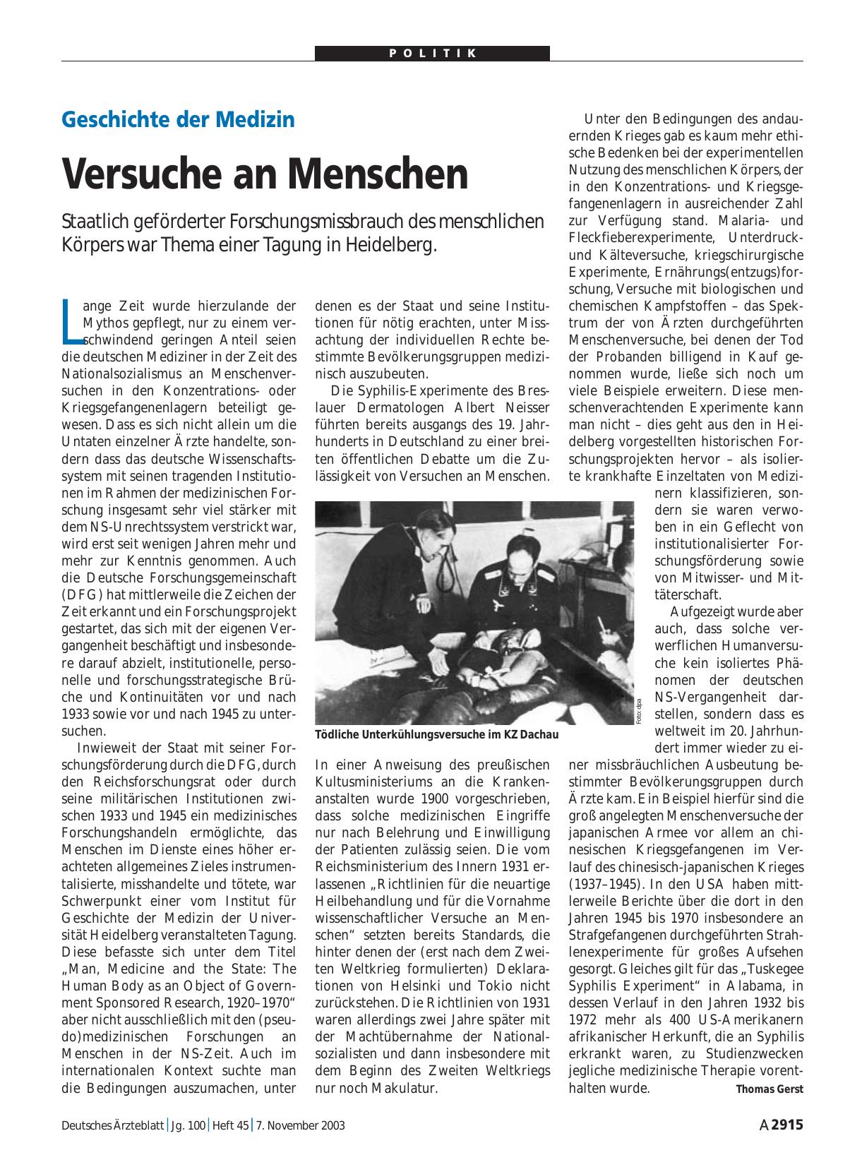Vorschauseite 1: Geschichte der Medizin: Versuche an Menschen