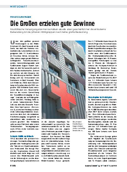 Vorschauseite 1: Private Klinikträger: Die Großen erzielen gute Gewinne