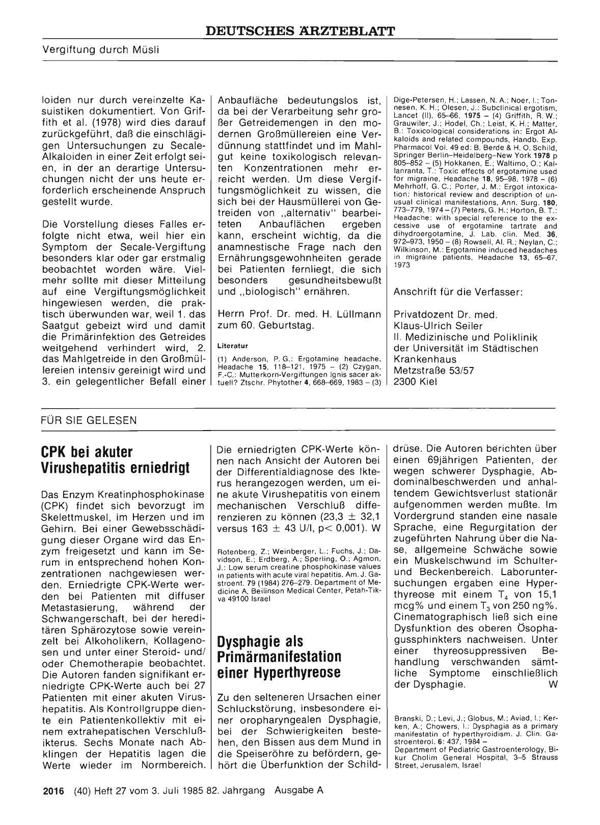Vorschauseite 1: Dysphagie als Primärmanifestation einer Hyperthyreose