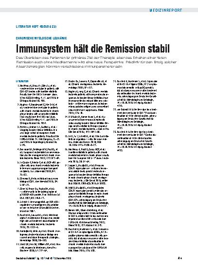 Vorschauseite 4: Chronische Myeloische Leukämie: Immunsystem hält die Remission stabil