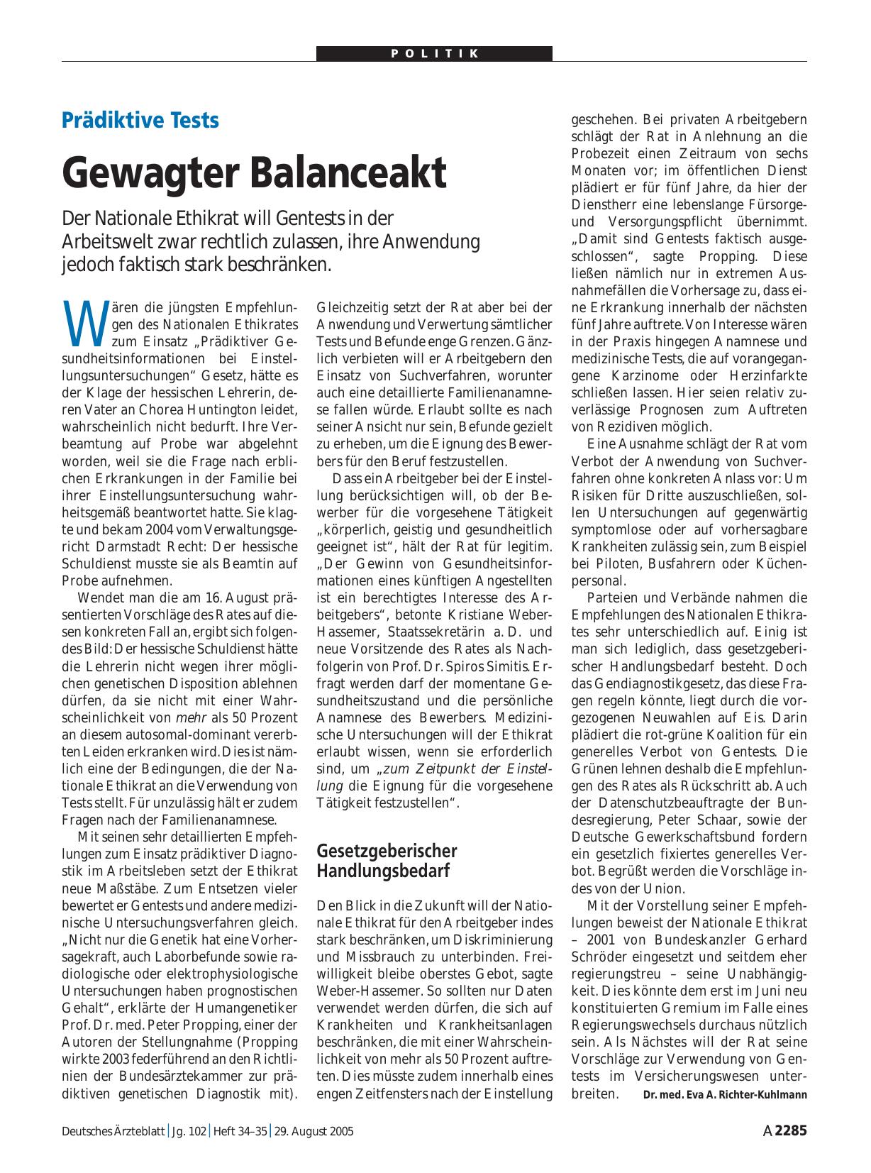 Vorschauseite 1: Prädiktive Tests: Gewagter Balanceakt