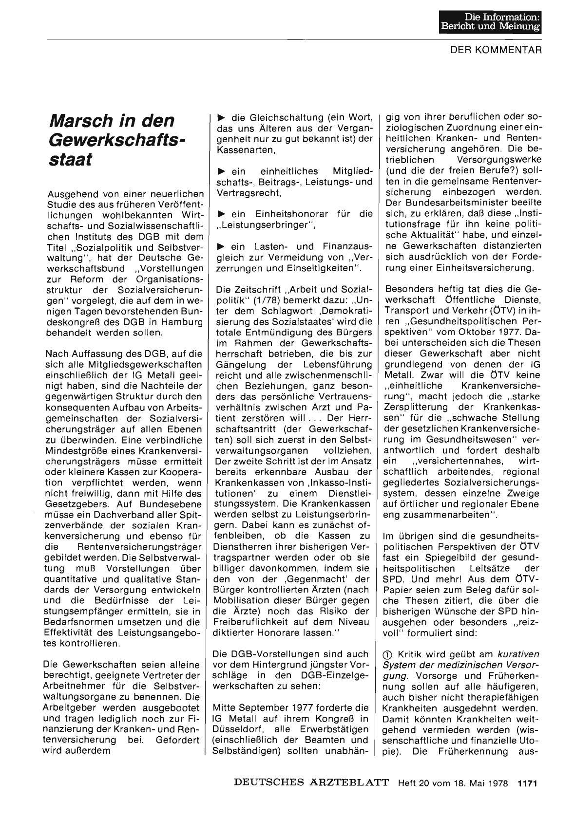 Vorschauseite 1: Marsch in den Gewerkschaftsstaat