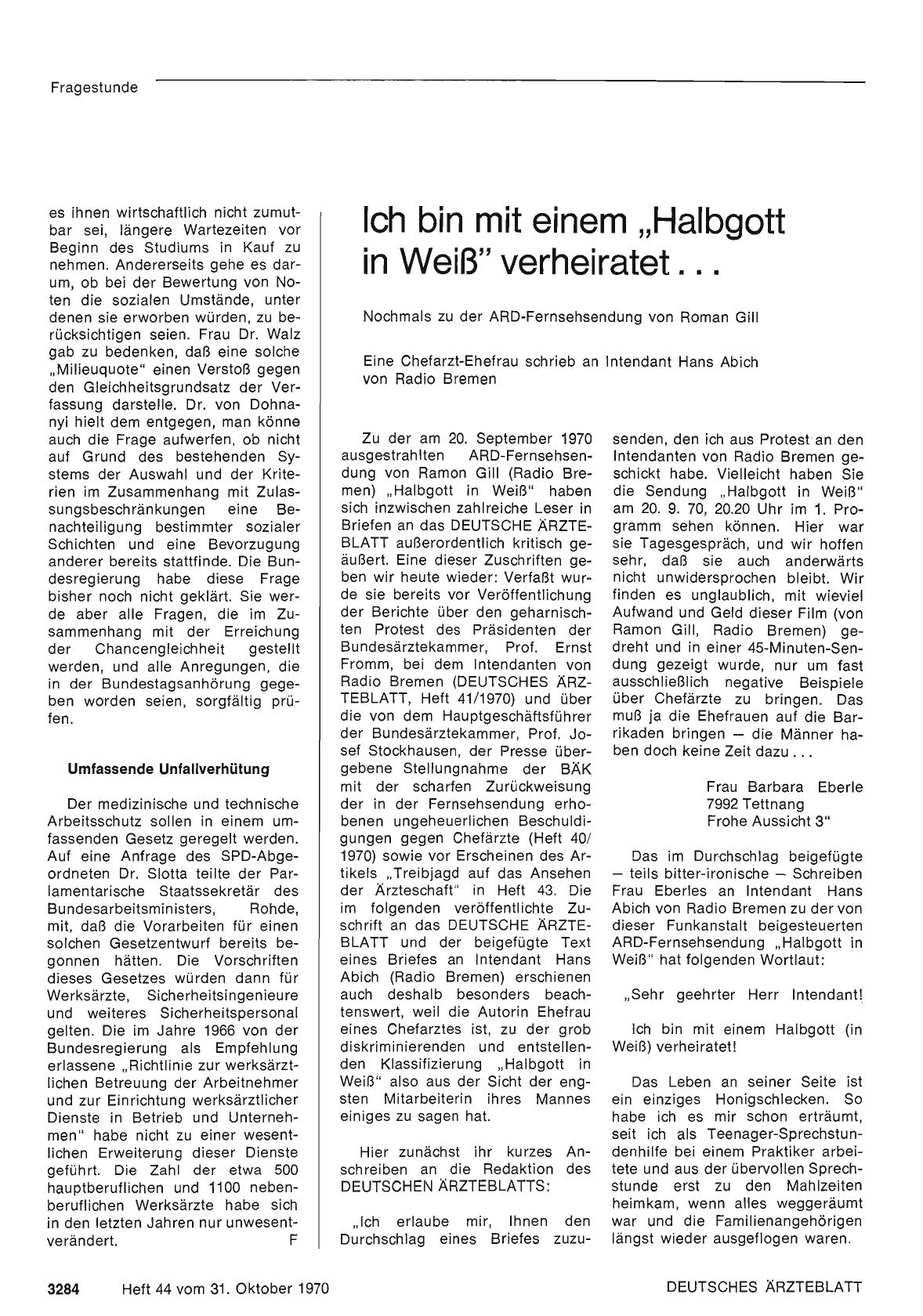 Vorschauseite 1: Ich bin mit einem „Halbgott in Weiß" verheiratet. ..