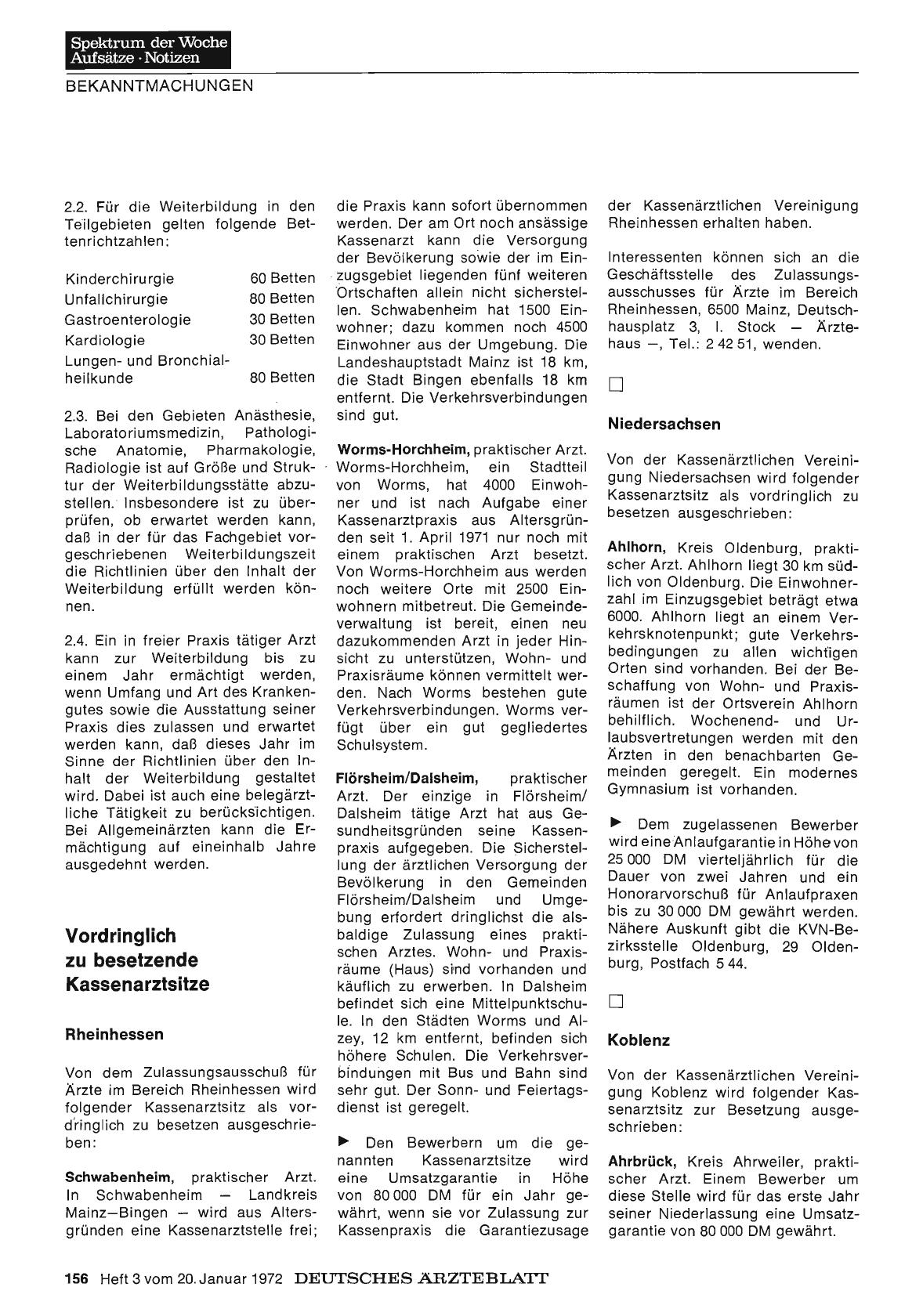 Vorschauseite 1: Vordringlich zu besetzende Kassenarztsitze