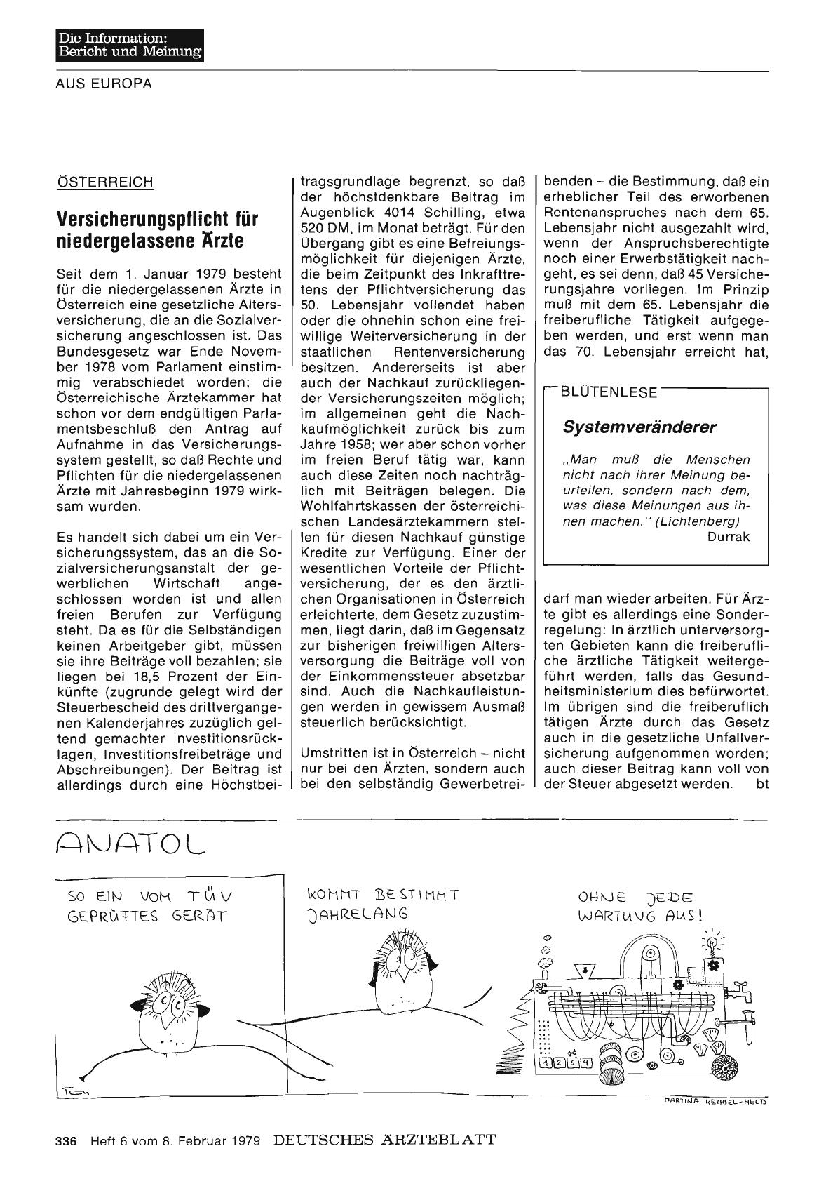 Vorschauseite 1: Österreich: Versicherungspflicht für niedergelassene Ärzte