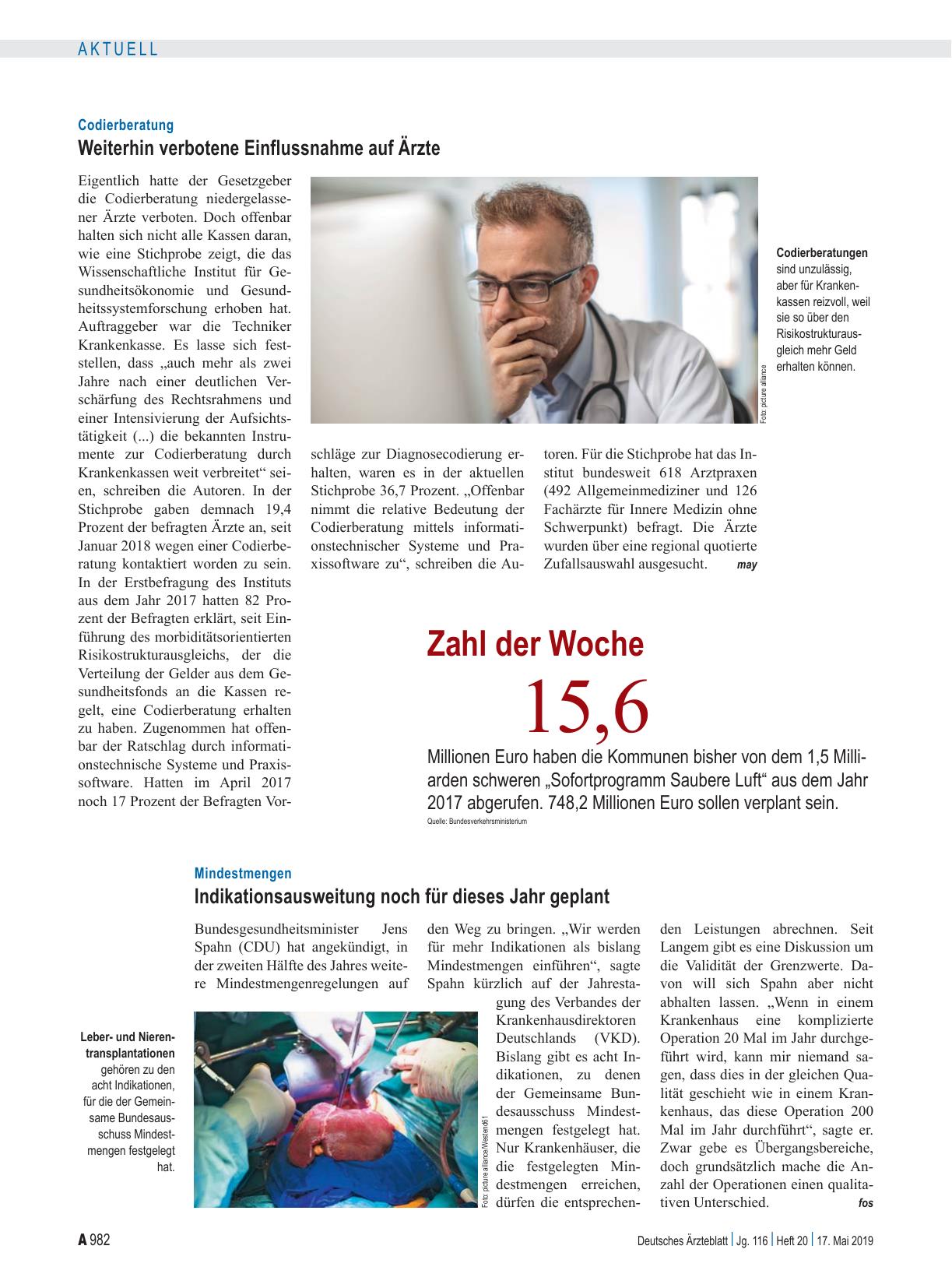 Vorschauseite 1: Codierberatung: Weiterhin verbotene Einflussnahme auf Ärzte