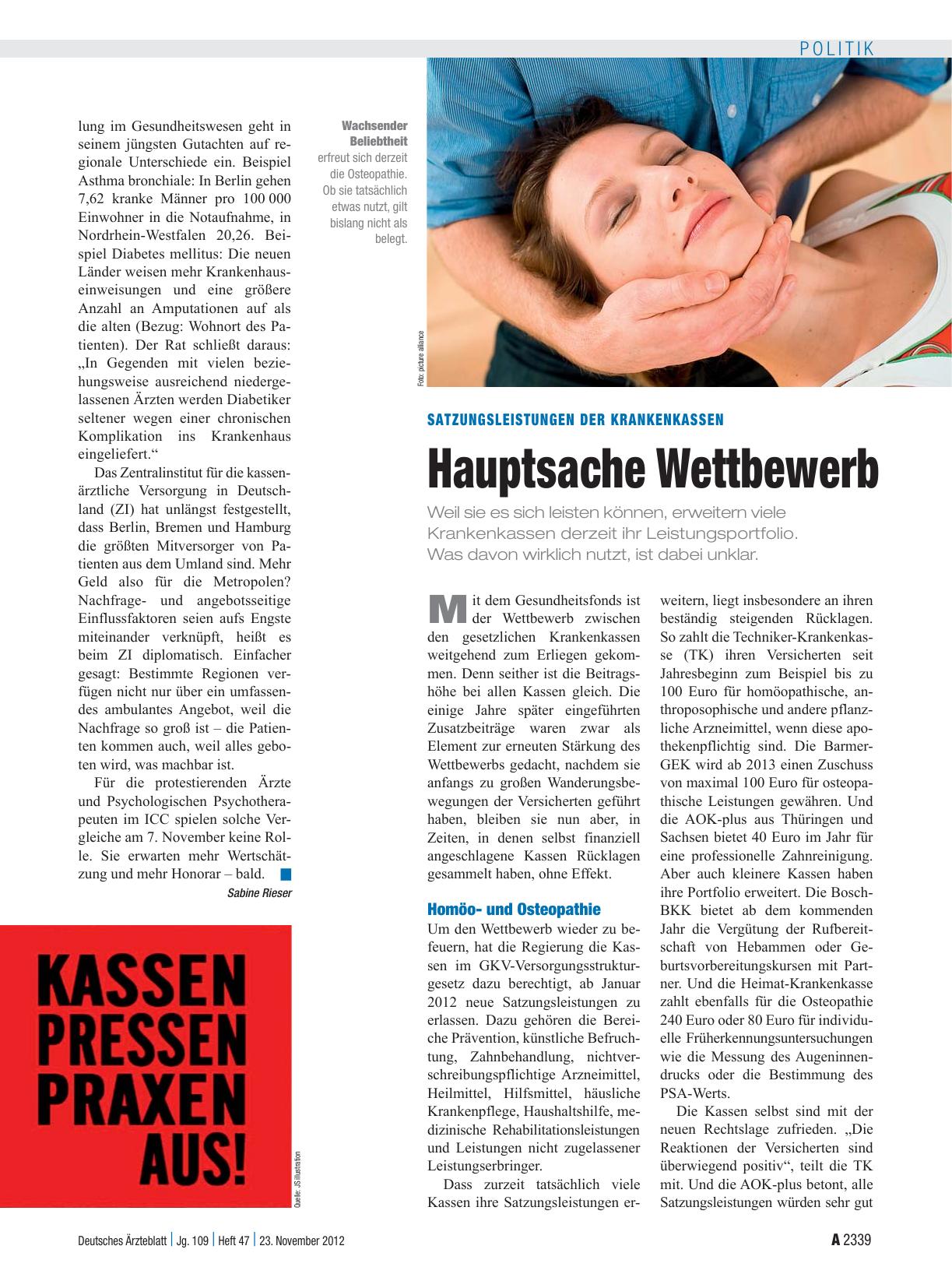 Vorschauseite 1: Satzungsleistungen der Krankenkassen: Hauptsache Wettbewerb