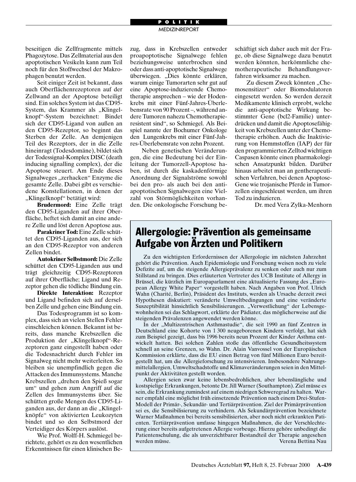 Vorschauseite 1: Allergologie: Prävention als gemeinsame Aufgabe von Ärzten und Politikern