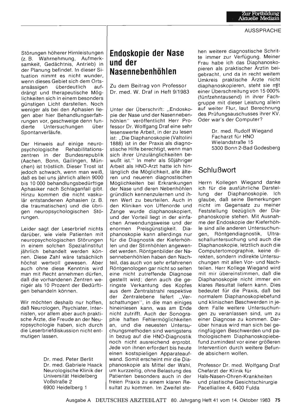 Vorschauseite 1: Endoskopie der Nase und der Nasennebenhöhlen: Schlußwort