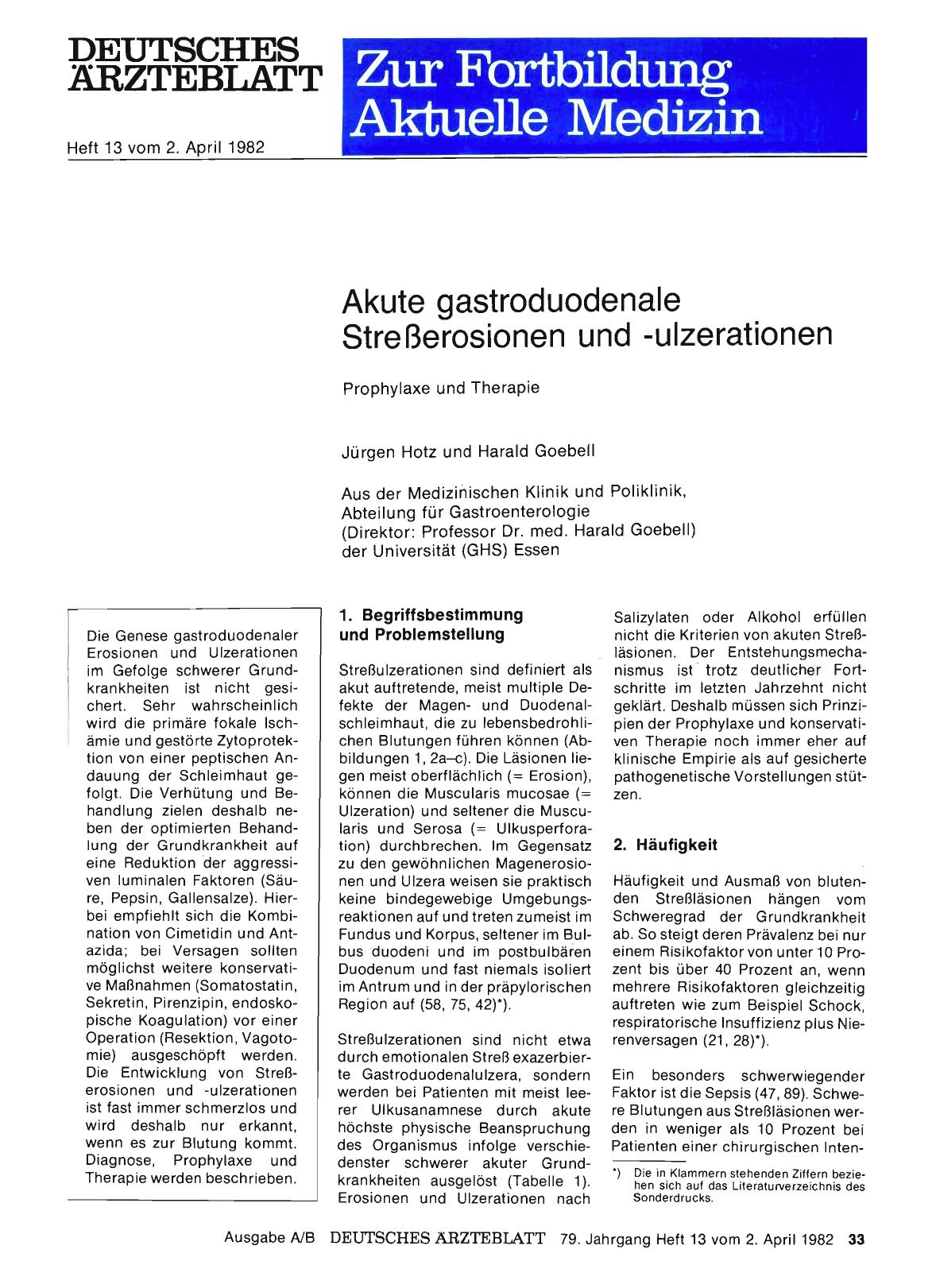 Vorschauseite 1: Akute gastroduodenale Streßerosionen und -ulzerationen