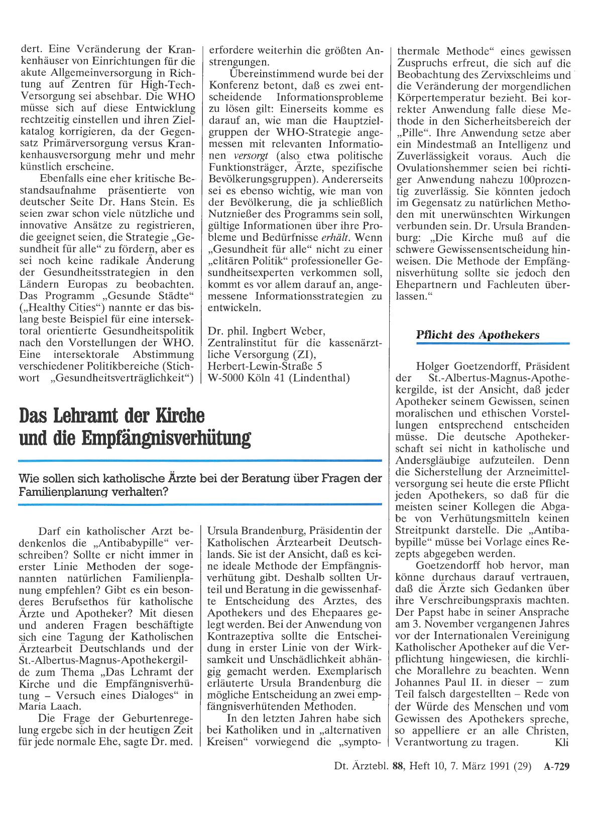 Vorschauseite 1: Das Lehramt der Kirche und die Empfängnisverhütung