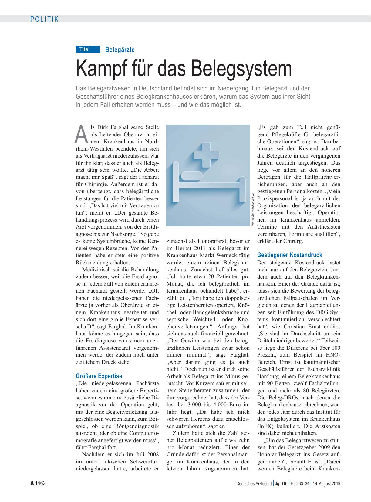 Vorschauseite 1: Belegärzte: Kampf für das Belegsystem