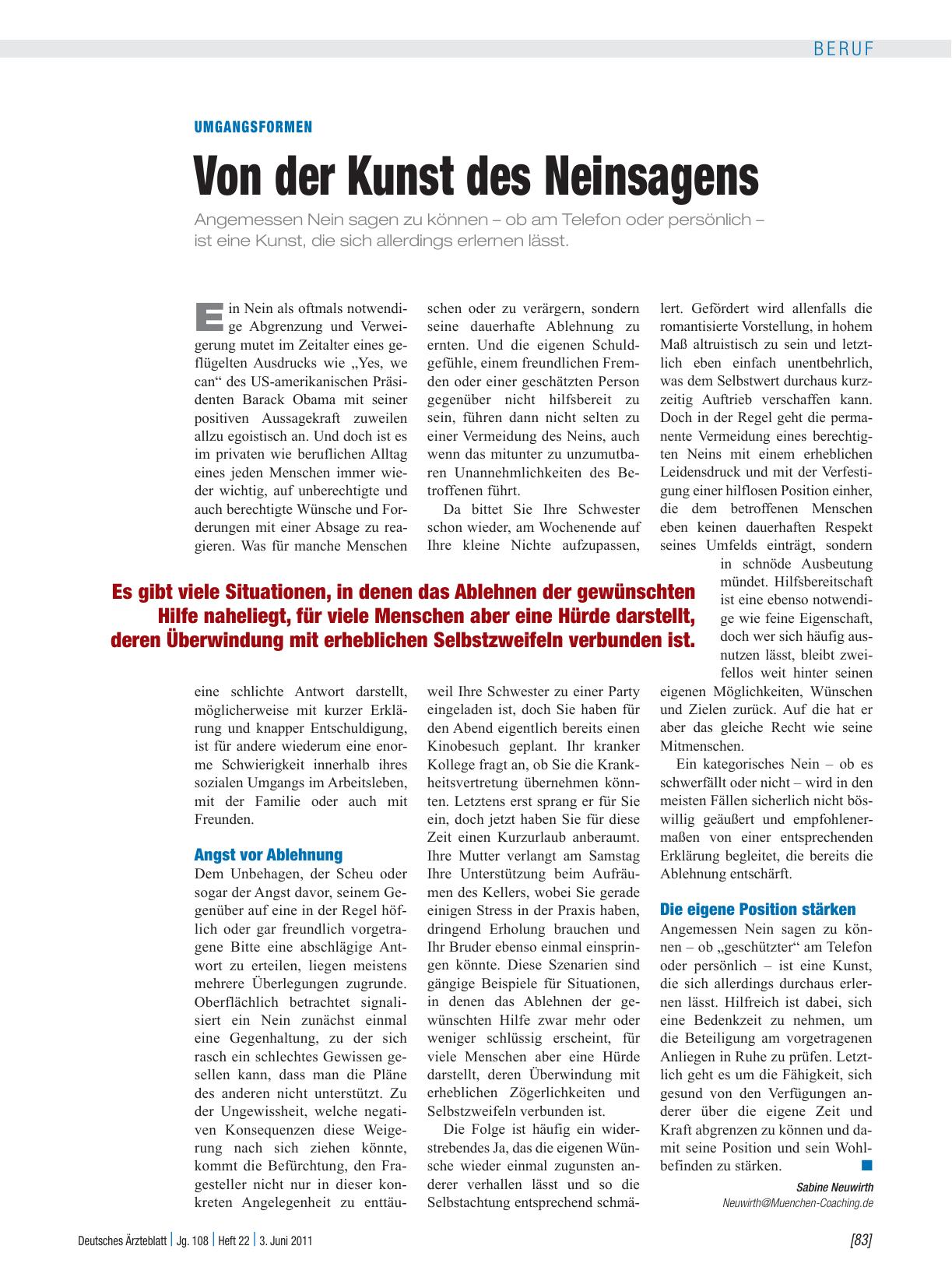 Vorschauseite 1: Umgangsformen: Von der Kunst des Neinsagens