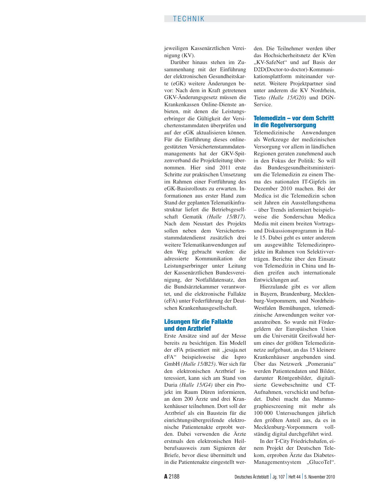 Vorschauseite 3: Medica 2010 – Gefragt: Effiziente IT-Lösungen