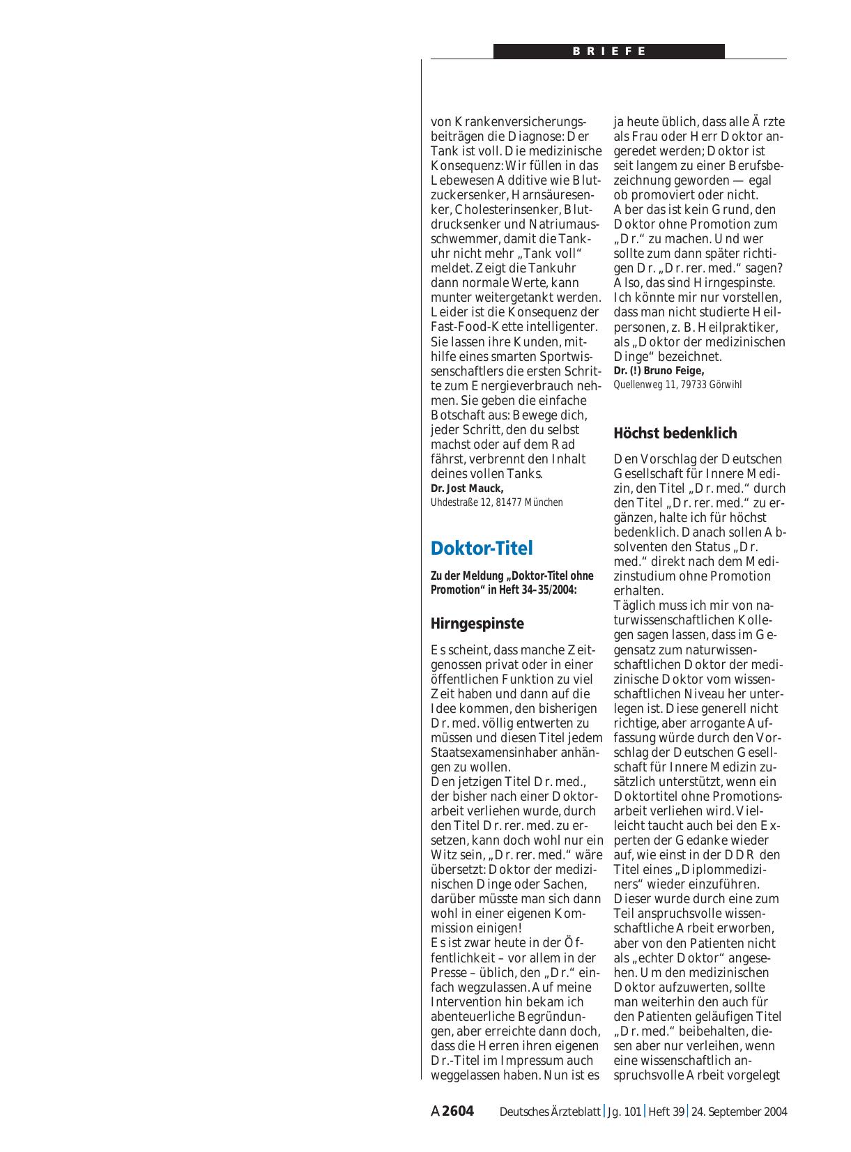 Vorschauseite 1: Doktor-Titel: Hirngespinste