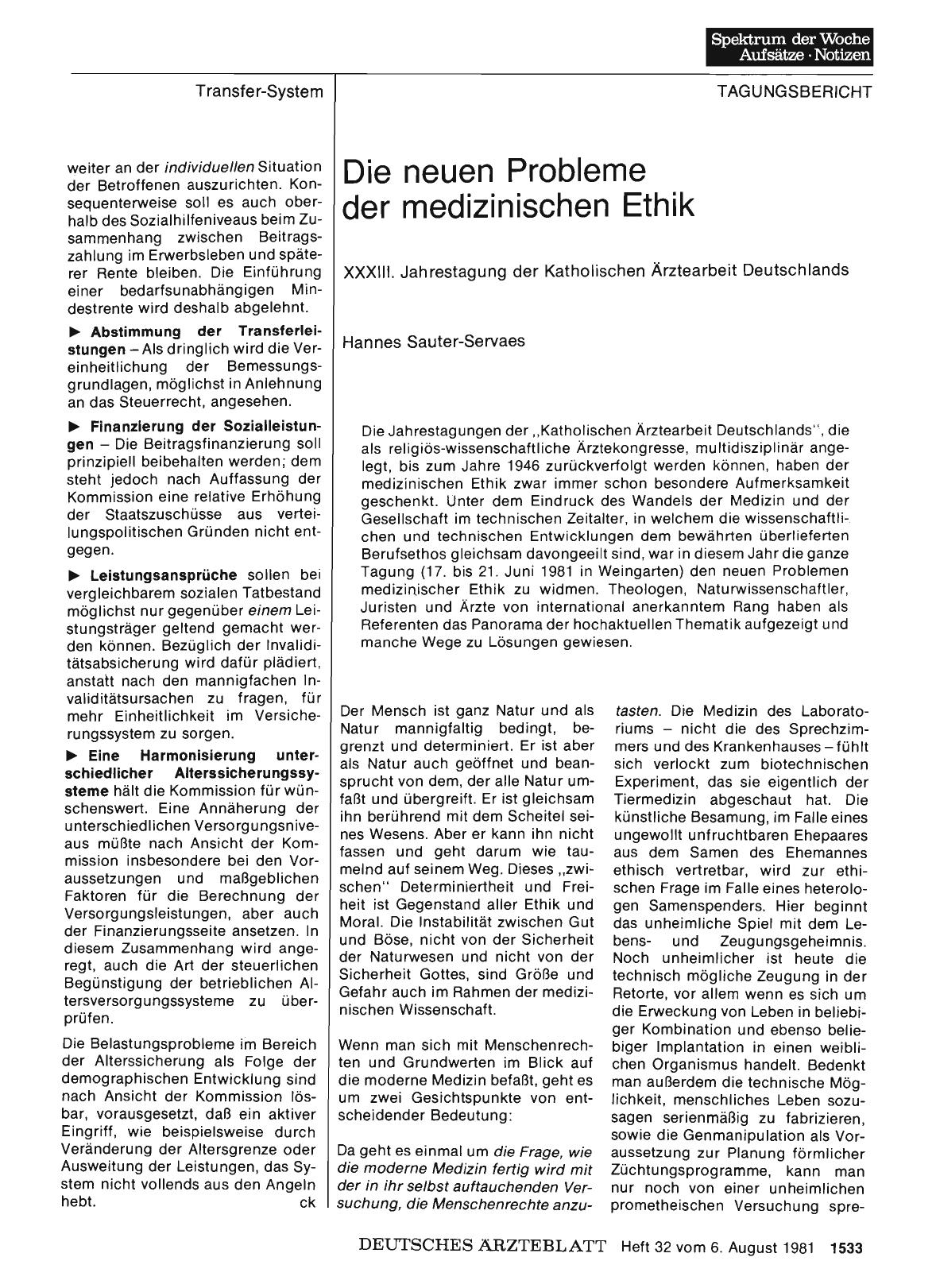 Vorschauseite 1: Die neuen Probleme der medizinischen Ethik