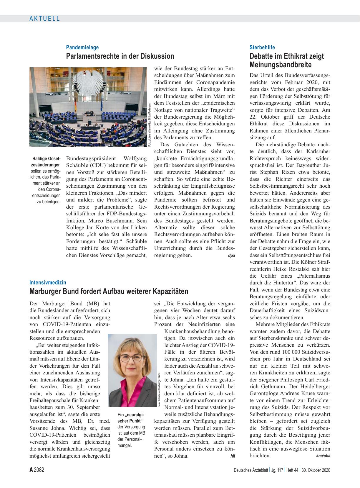 Vorschauseite 1: Pandemielage: Parlamentsrechte in der Diskussion