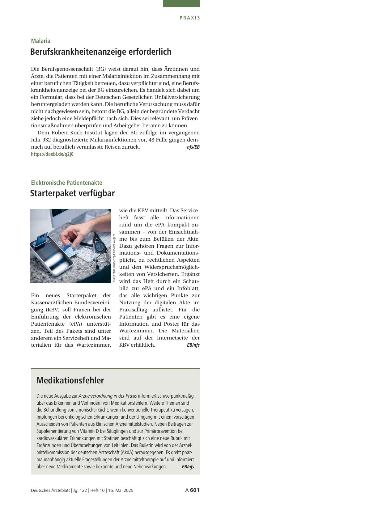 Vorschauseite 1: Elektronische Patientenakte: Starterpaket verfügbar