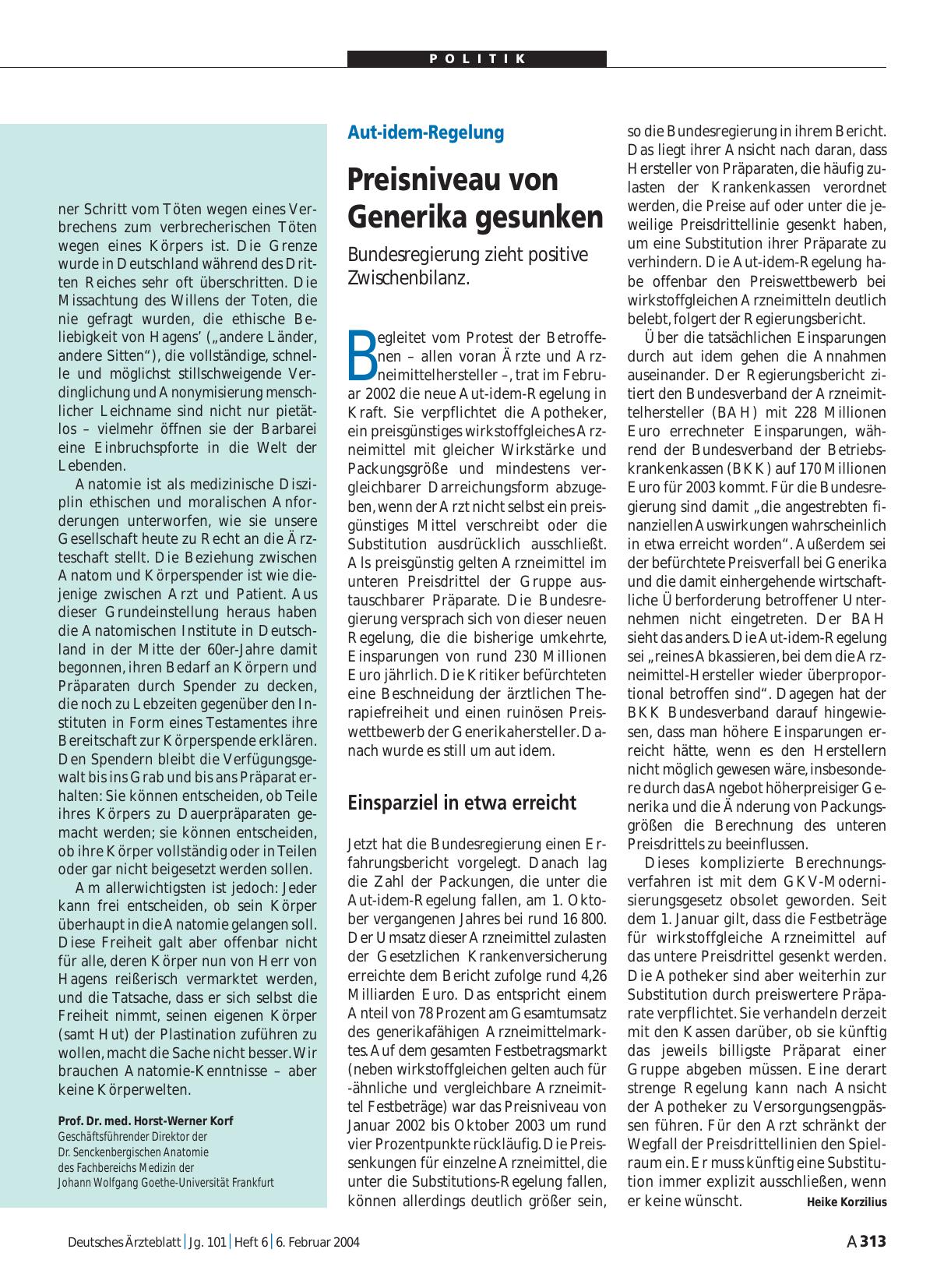 Vorschauseite 1: Aut-idem-Regelung: Preisniveau von Generika gesunken
